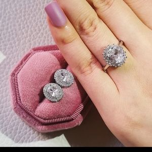 925 sterling silver ring and earring set